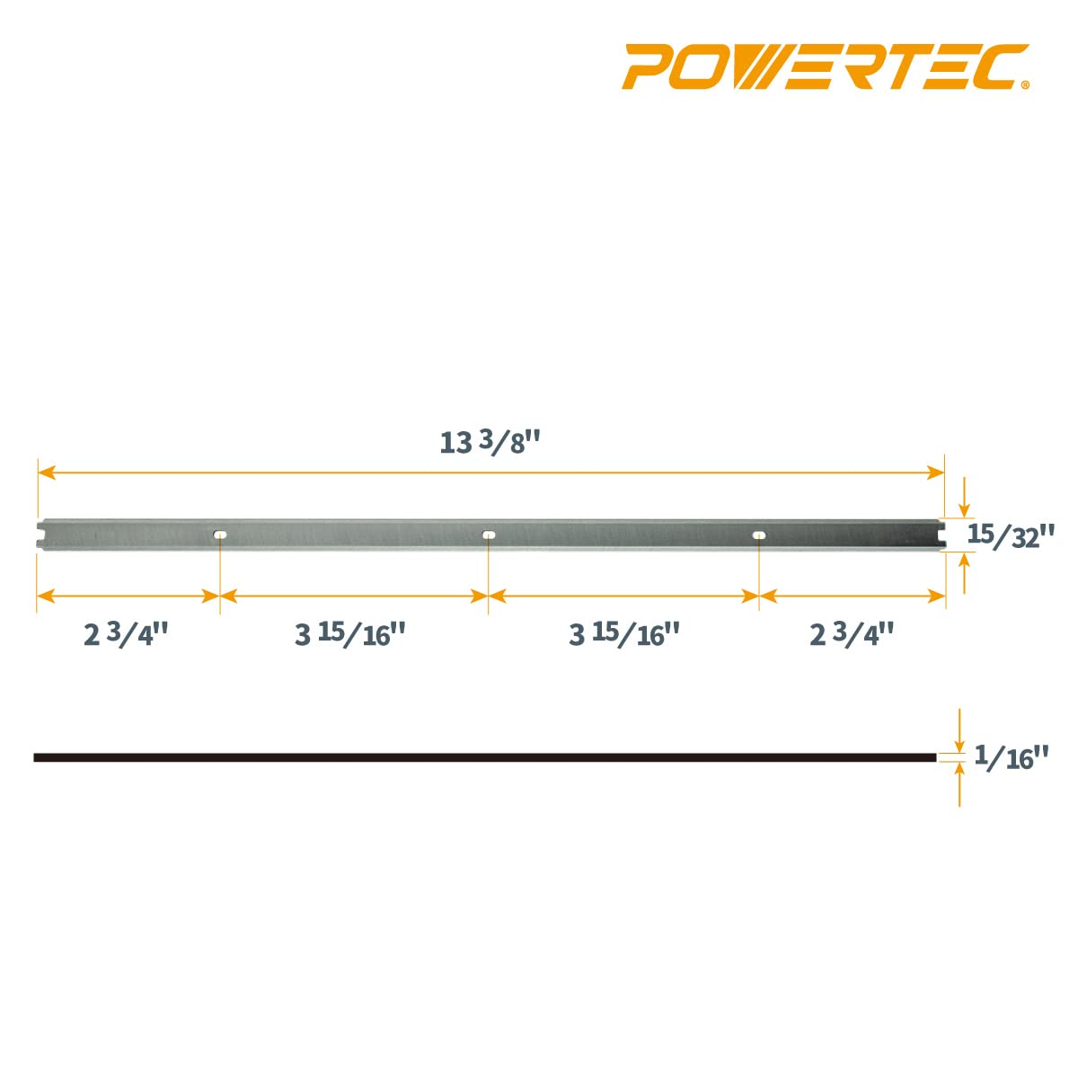 POWERTEC 13 Inch Planer Blades for Ridgid R4330, R4331, TP1300LS Planer, Replacement for AC20502 Planer Knives, Set of 3 (12828)