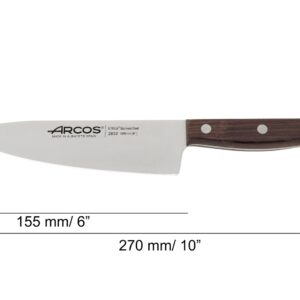 ARCOS Atlantico Series Chef Knife - 6" Nitrum Stainless Steel Blade with Rosewood Brown Handle - Elegant and Durable Design (7"). Atlantico Series. Color Brown