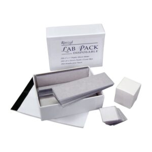 disposable lab pack: 50 slides, 50 plastic coverslips, and lens paper booklet