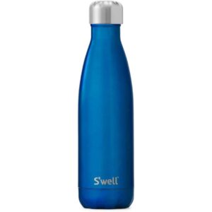 s'well stainless steel water bottle, 17oz, ocean blue, triple layered vacuum insulated containers keeps drinks cold for 36 hours and hot for 18, bpa free, perfect for on the go