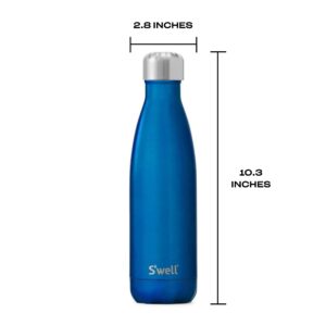 S'well Stainless Steel Water Bottle, 17oz, Ocean Blue, Triple Layered Vacuum Insulated Containers Keeps Drinks Cold for 36 Hours and Hot for 18, BPA Free, Perfect for On the Go