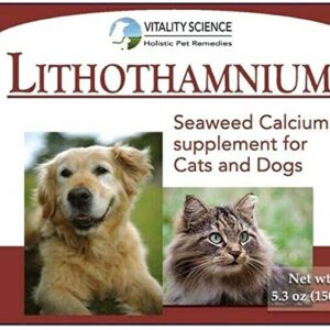 Vitality Science Natural Red Seaweed Lithothamnium Calcium Supplements for Cats and Dogs | Easy Absorption | Promotes Healthy Bones and Joints | Diarrhea Relief