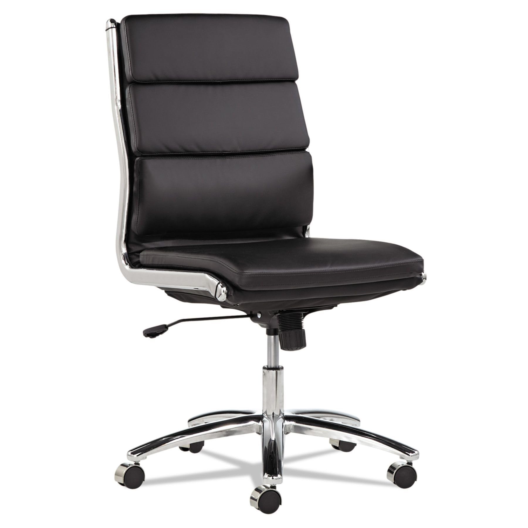 Alera ALENR4219 Neratoli Series Mid-Back Slim Faux Leather Chair - Black/Chrome