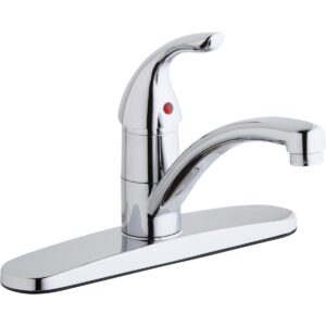 elkay everyday lk1000cr three hole deck mount kitchen faucet with lever handle and escutcheon, chrome