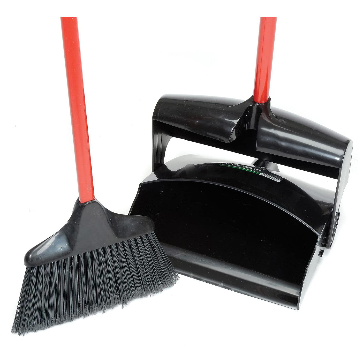 Libman 36"H Commercial Lobby Broom & 12"W Dust Pan Set, Closed Lid, Lot of 2