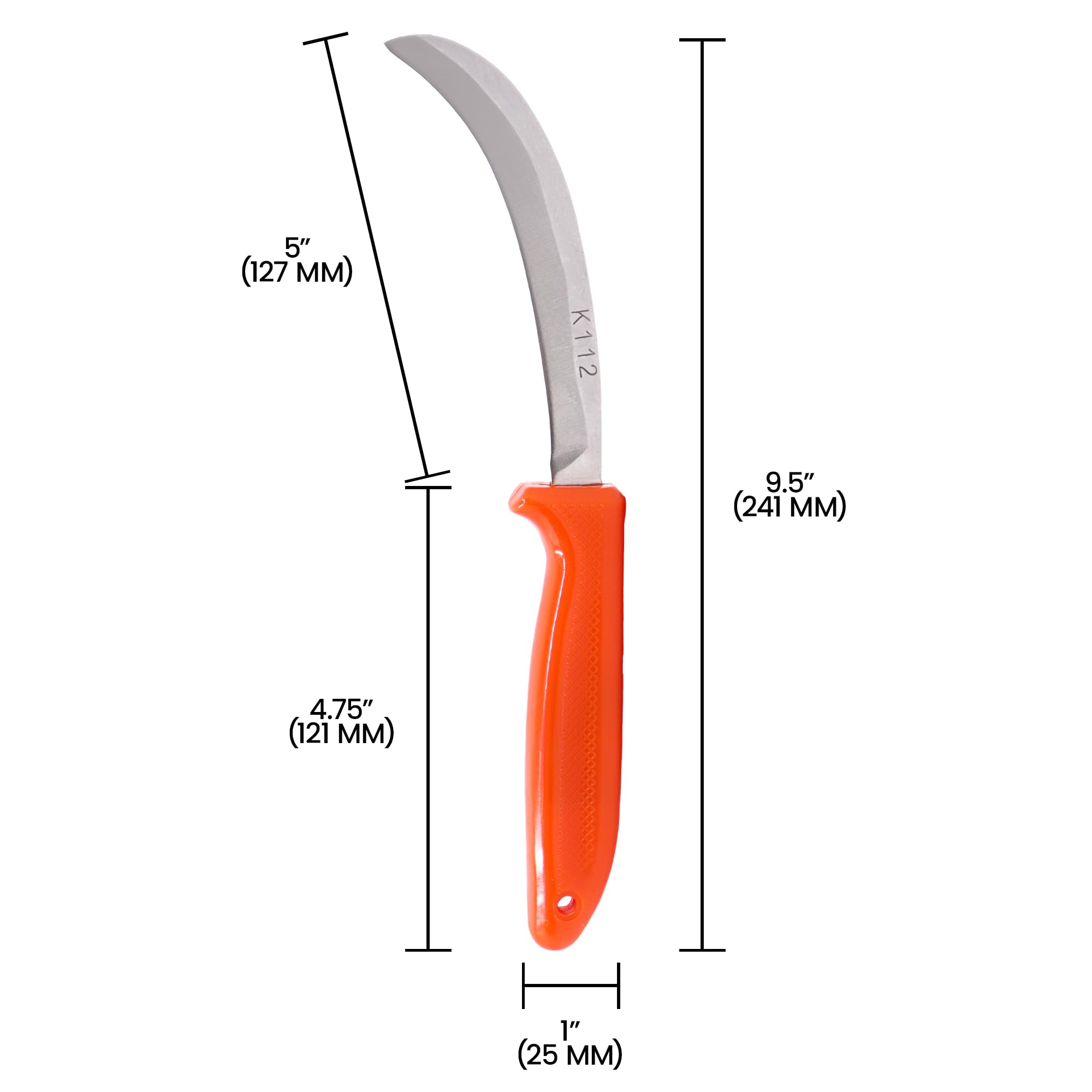 Zenport K112 Banana Knife with 5-Inch Straight Steel Blade , Orange