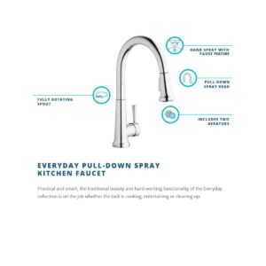 Elkay LK6000LS Single Hole Deck Mount Kitchen Faucet with Pull-Down Spray and Forward Only Lever Handle, Lustrous Steel