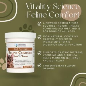 Vitality Science Feline Comfort for Cats | Maintains a Healthy Intestinal Tract and Proper Gut Flora | Restores Gastric Stability | for Vomiting and Diarrhea | 100% Additive Free (Seafood, 220g)