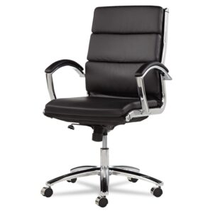 Alera ALENR4219 Neratoli Series Mid-Back Slim Faux Leather Chair - Black/Chrome