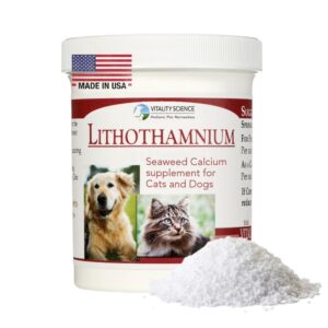 vitality science natural red seaweed lithothamnium calcium supplements for cats and dogs | easy absorption | promotes healthy bones and joints | diarrhea relief