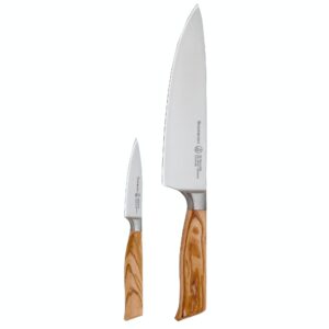 messermeister oliva elite chef & parer set - includes 8" stealth chef's knife & 3.5" paring knife - rust resistant & easy to maintain