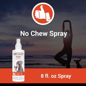 Vet Classics Pet Deterrent Spray for Dogs, Cats - Yuck! No-Chew Training Spray - 8 Fl Oz - Water-Based Formula for Chewing - Helps Stop Furniture, Surfaces, Bandages, Pet Sores Chewing