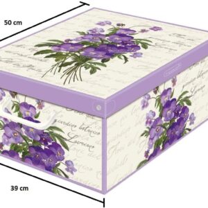 Kanguru Decorative Storage Box with Handles and Lid Collection Violette, Fragrant, Scented Violet, LARGE