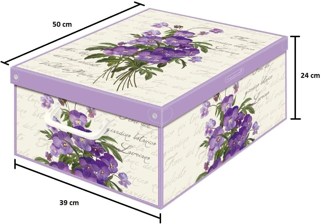 Kanguru Decorative Storage Box with Handles and Lid Collection Violette, Fragrant, Scented Violet, LARGE