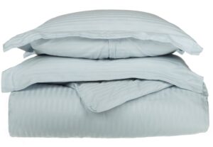 superior egyptian cotton 600 thread count stripe duvet cover, king/california king, light blue, 3-piece set