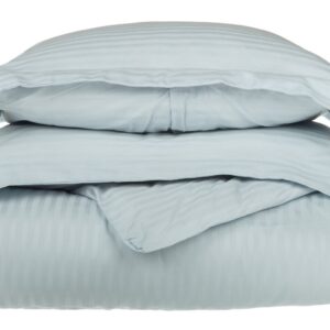 Superior Egyptian Cotton 600 Thread Count Stripe Duvet Cover, King/California King, Light Blue, 3-Piece Set