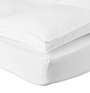 superior mattress topper, down alternative, 2 inch deep sized bed pillow top, comfort pad, fluffy mattress-topper protector, plush cooling extra soft, hotel quality, sleep, all-season, queen, white