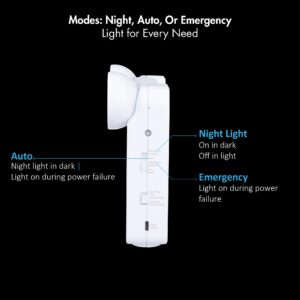 Ideal Security Rechargeable LED Power Failure Light, Adjustable Heads, up to 48 Hours, 80-140 Lumens, Emergency Light for Home, Prepared for Power Outages, White