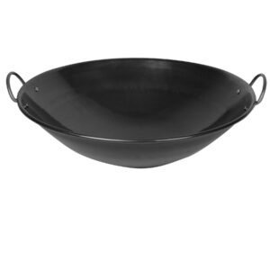 thunder group irwc001 wok, 19" dia., curved rim, 2 round riveted handles, iron construction