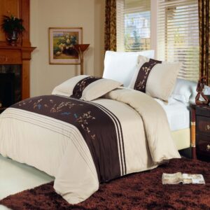 Royal Bedding Celeste Embroidered 3-Piece King/California King Duvet Cover Set 100% Cotton 300 Thread Count