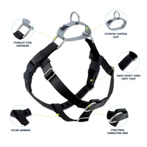 2 Hounds Design Freedom No Pull Dog Harness | Comfortable Control for Easy Walking |Adjustable Dog Harness and Leash Set | Small, Medium & Large Dogs | Made in USA | Solid Colors | 1" LG Black