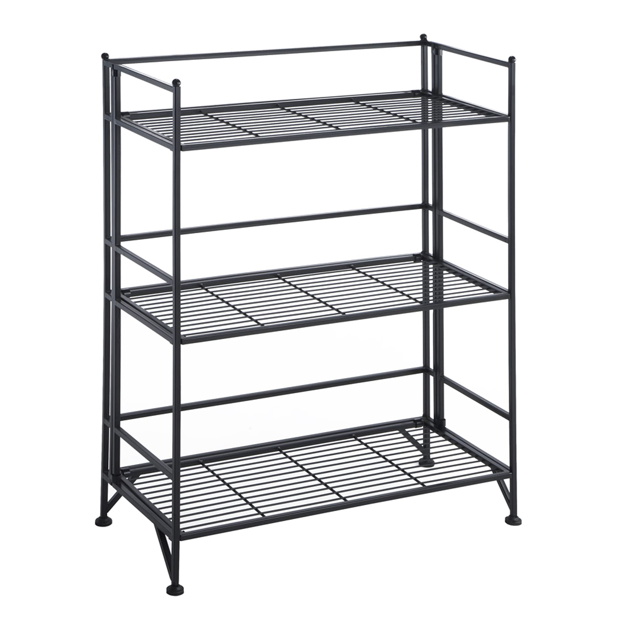 Convenience Concepts Designs2Go X-Tra Storage 3-Tier Wide Folding Metal Shelf, Black