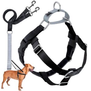 2 hounds design freedom no pull dog harness | comfortable control for easy walking |adjustable dog harness and leash set | small, medium & large dogs | made in usa | solid colors | 1" lg black