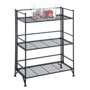 Convenience Concepts Designs2Go X-Tra Storage 3-Tier Wide Folding Metal Shelf, Black