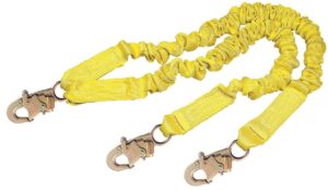 dbi/sala 1244406 shockwave2 100% tie-off shock absorbing lanyard with self locking snap hooks at center and leg ends, 6'