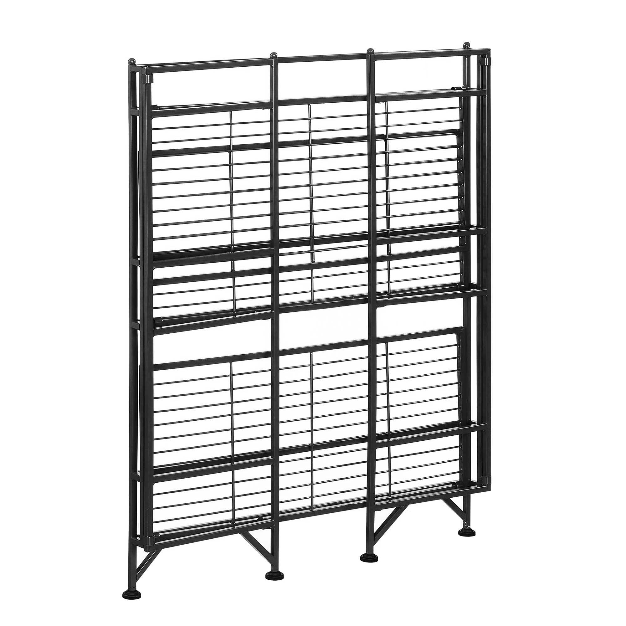 Convenience Concepts Designs2Go X-Tra Storage 3-Tier Wide Folding Metal Shelf, Black