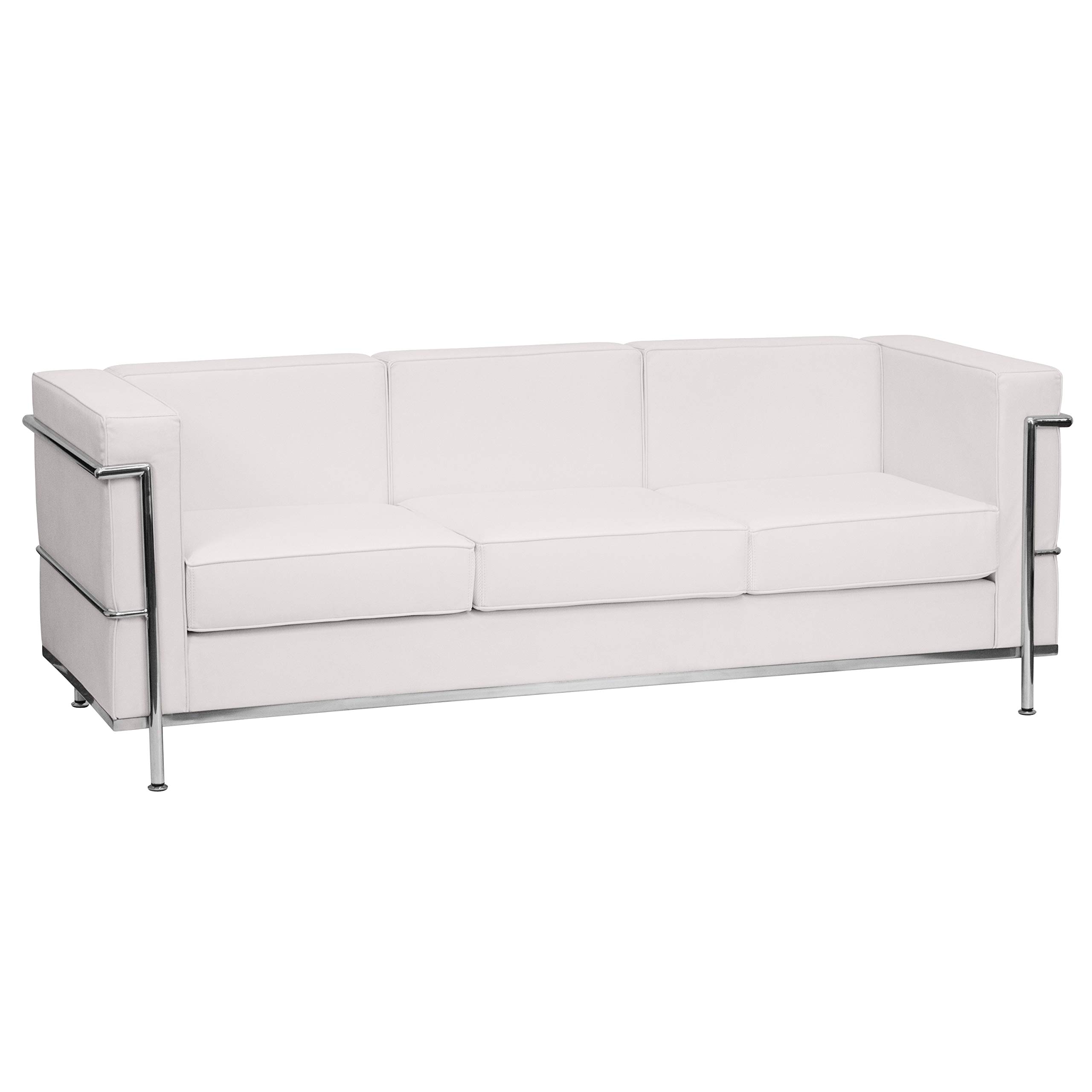 Flash Furniture HERCULES Regal Series Contemporary White LeatherSoft Sofa with Encasing Frame