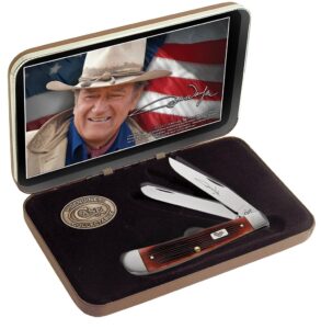 case dark red john wyne trapper pocket knife gift set