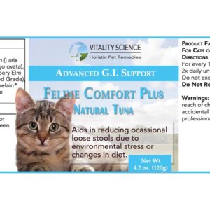 Vitality Science - Feline Comfort Plus, Extra Drying Digestive Aid, GI Support Helps with Vomiting and Diarrhea, 100% Additive Free, 120g (Seafood, Small)