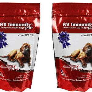 Aloha Medicinals K9 Immunity Plus, Immune Support Supplement for Dogs Over 70 lbs, Organic and Mushroom Enhanced Dog Health Supplies, Pack of 2, 90 Chews