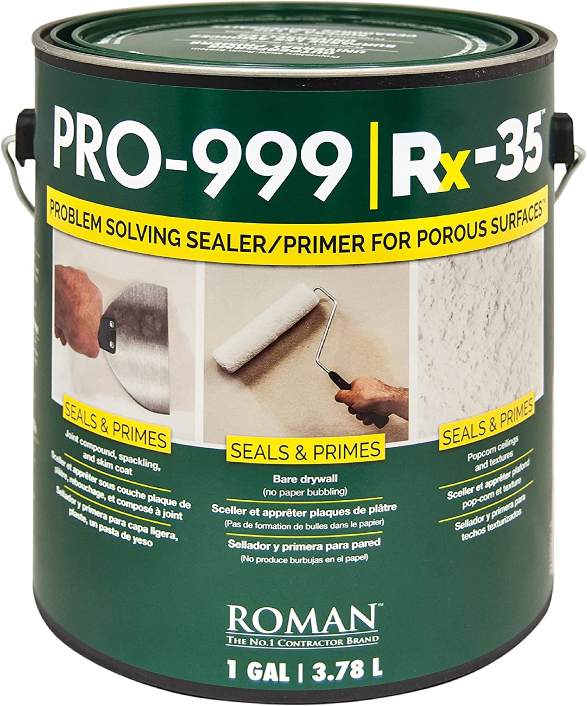 Roman PRO-999 Rx-35 Wallpaper Primer and Sealer - Bonding Primer for Wallcoverings and Home Improvement, Clear, Water-based - 1 Gallon (400 Sq. Ft.)