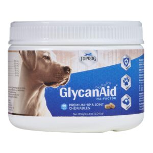 TopDog Health GlycanAid HA Advanced Joint Nutrition for Dogs (60 Chewable Tablets) Made in USA with USA Ingredients: Glucosamine HCL, Chondroitin, Hyaluronic Acid, MSM