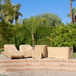 Budge All Seasons Patio Sofa Cover Lightweight, UV-Resistant, Small, Tan