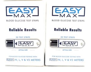 100 easymax blood glucose test strips(2 boxes of 50)