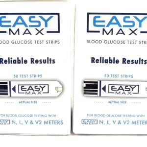 100 EASYMax Blood Glucose Test Strips(2 Boxes of 50)