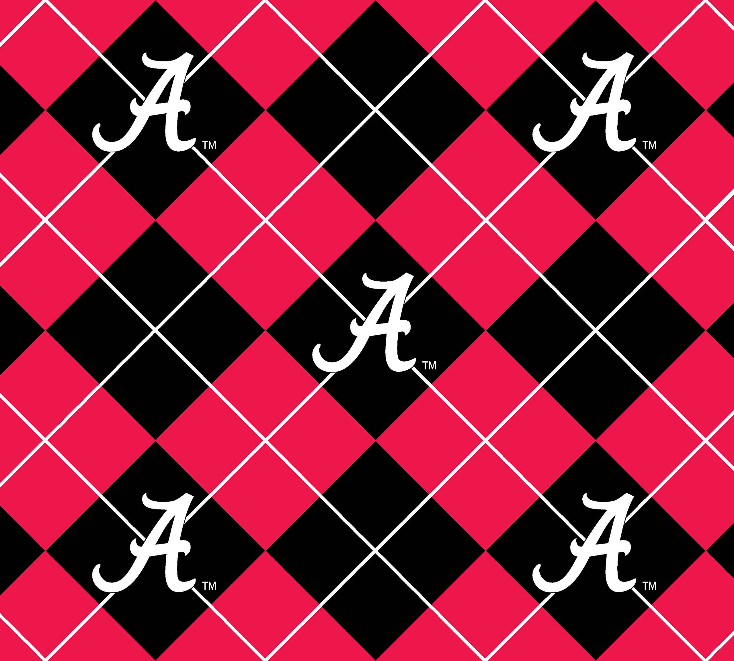 University of Alabama Diamonds Polyester Fleece Fabric, Crimson & Black - Sold By the Yard