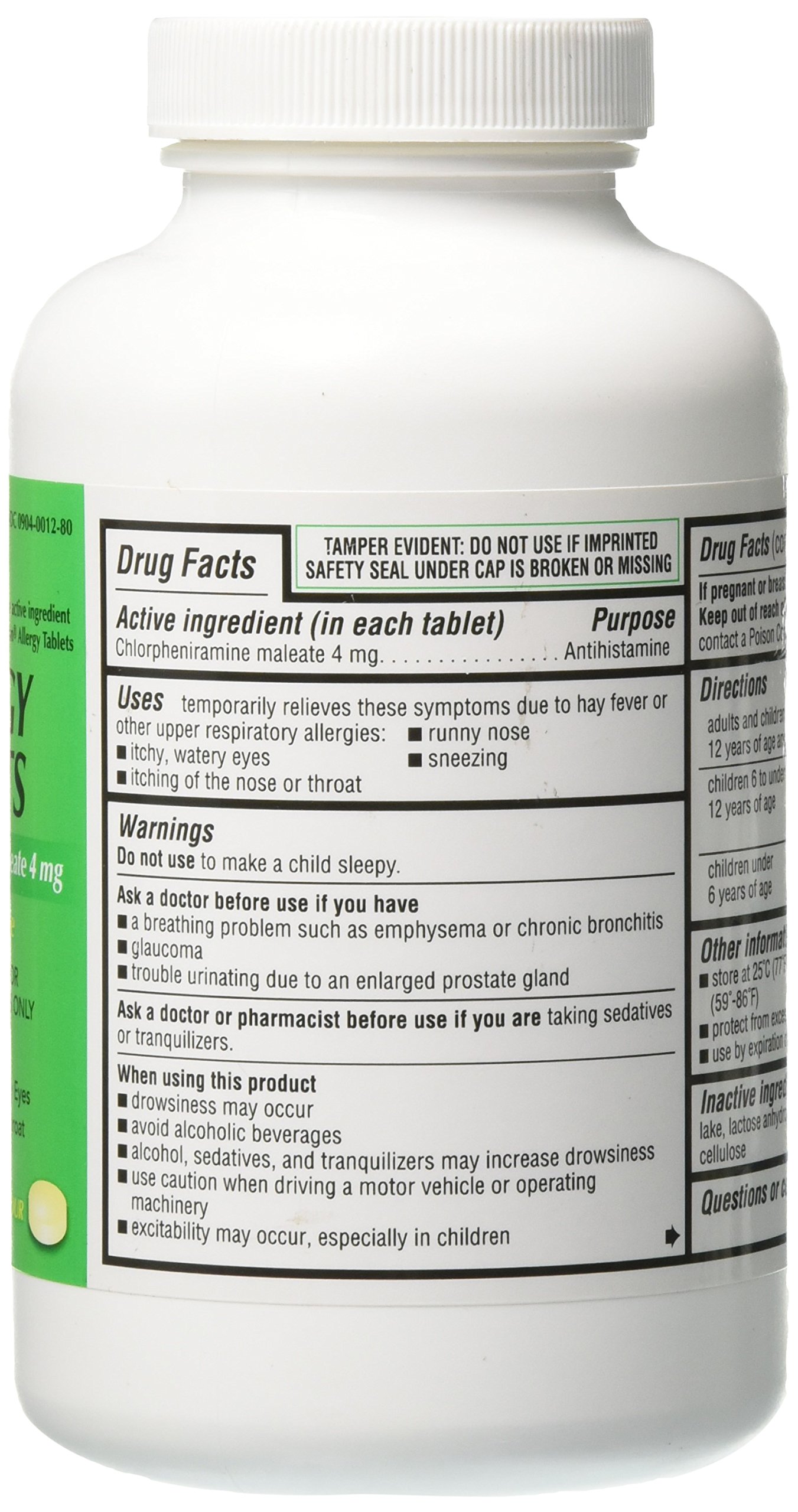 Major Pharmaceuticals Chlorpheniramine Maleate 4 mg Anti-Allergy Tablets, 1000 Count