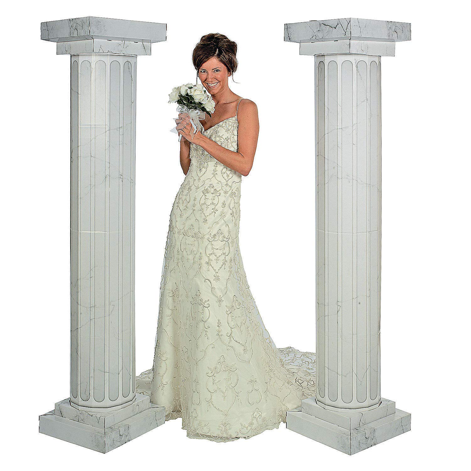 Fun Express Marble-Look Fluted Pillars 6' Tall - Large Party Decor - Wedding, Prom, Formal Dances - 3D Stand Ups - VBS Vacation Bible School Supplies/Decor - 2 Pieces