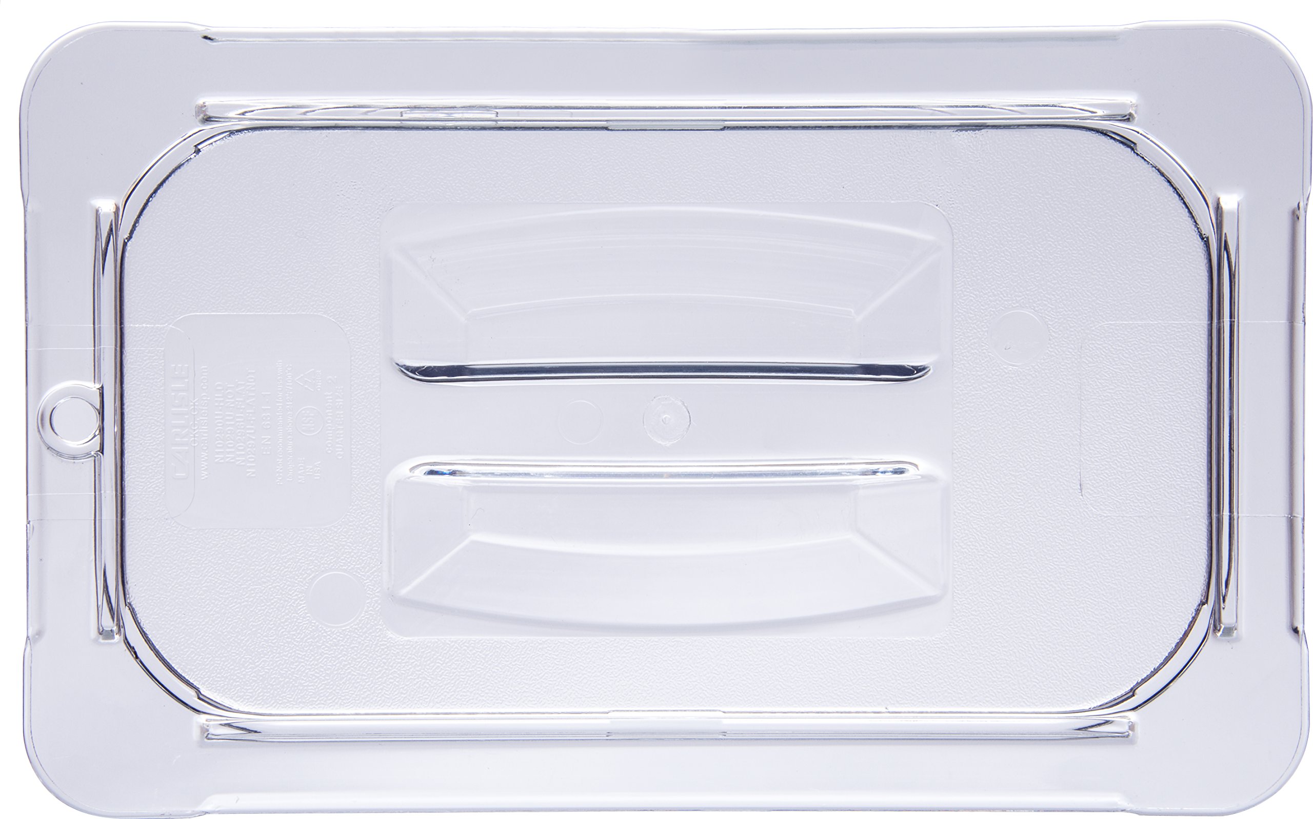 Carlisle FoodService Products CFS 10290U07 Clear 10.38 x 6.38 x 0.88" TopNotch Universal Handled Lid, One-Fourth Size (Case of 6)