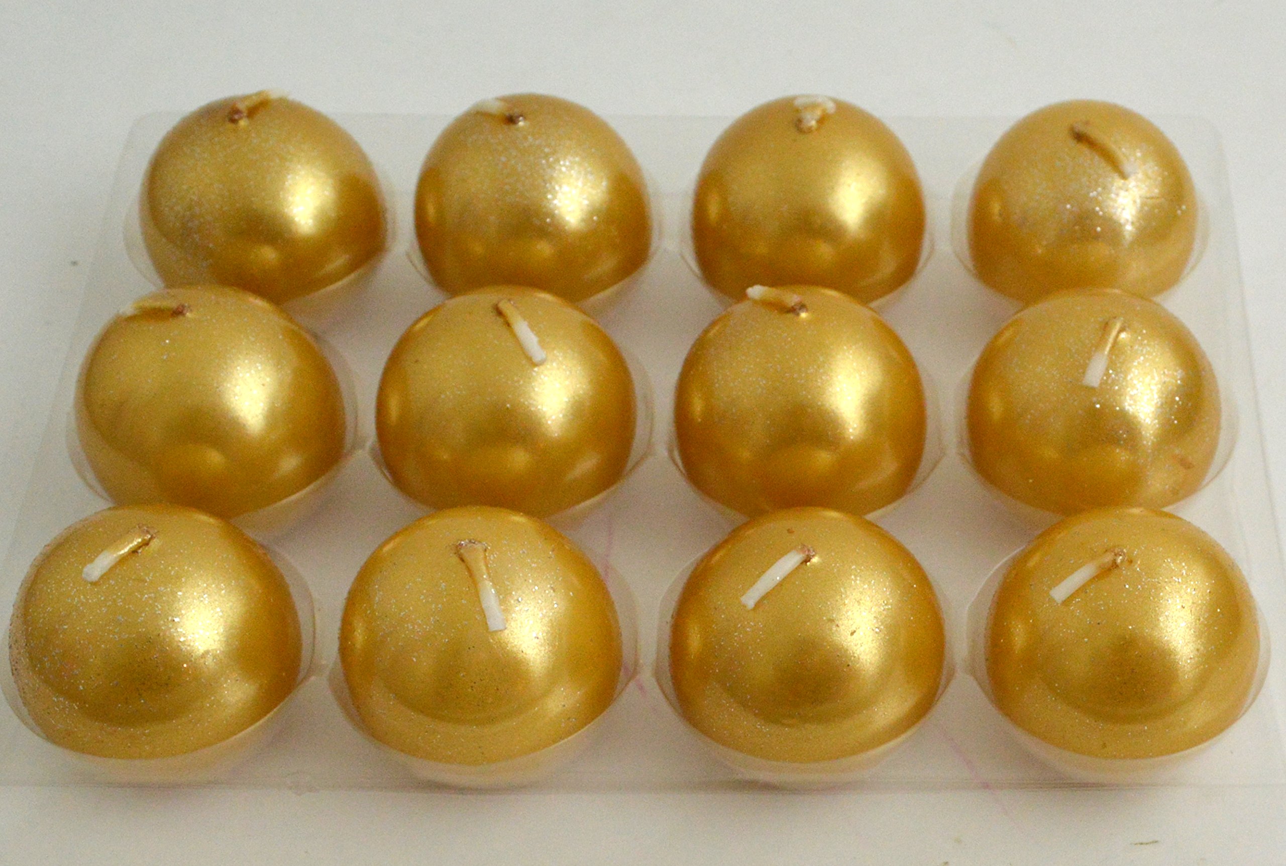 Biedermann & Sons Metallic Ball Candles, Box of 12, Gold, 1.5-Inch Diameter