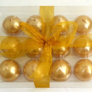 Biedermann & Sons Metallic Ball Candles, Box of 12, Gold, 1.5-Inch Diameter