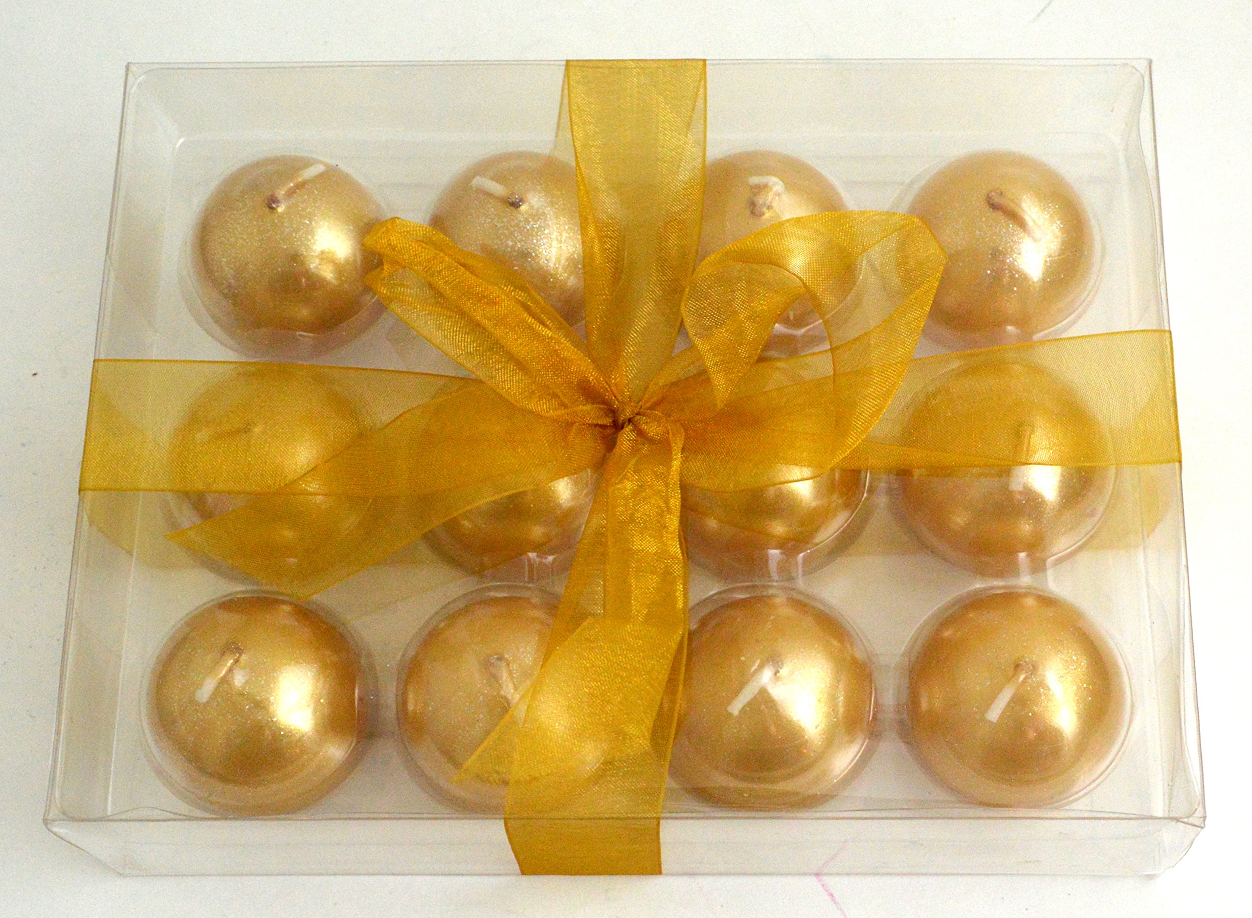 Biedermann & Sons Metallic Ball Candles, Box of 12, Gold, 1.5-Inch Diameter