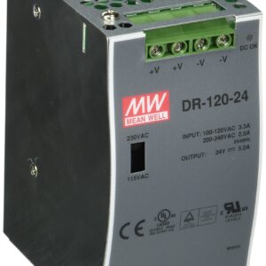 MEAN WELL 212266 DR-120-24 AC to DC DIN-Rail Power Supply, 24V, 5 Amp, 120W, 1.5"