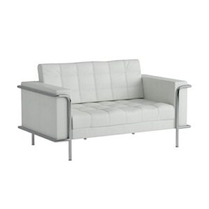 Flash Furniture HERCULES Lesley Series Contemporary White LeatherSoft Loveseat with Encasing Frame