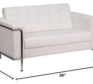 Flash Furniture HERCULES Lesley Series Contemporary White LeatherSoft Loveseat with Encasing Frame