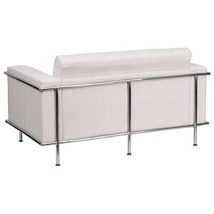 Flash Furniture HERCULES Lesley Series Contemporary White LeatherSoft Loveseat with Encasing Frame